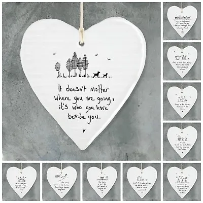 £5.95 • Buy East Of India White Porcelain Message Hearts, Family / Friends Gifts 