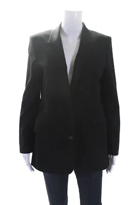 Helmut Lang Womens Black Wool One Button Long Sleeve Blazer Jacket Size 10 • $85.39