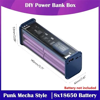 8 Slot 18650 Battery Holder Storage Case DIY Power Bank No Welding Charging Box • £11.99