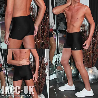NEW Mens 26-28  Shiny Black Lycra Hot Pants Shorts Club Gym Running RUN.649 (26) • £6