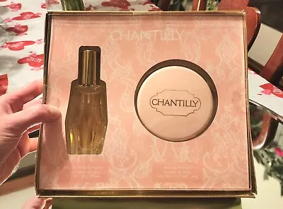 Vintage 80s NEW DANA CHANTILLY Dusting Powder 1.75 Oz Toliet Spray 1 Oz Gift Set • $36.99