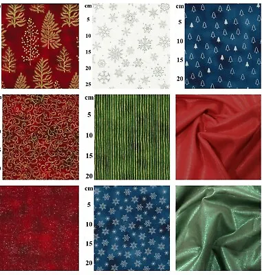 £2.99 • Buy CHRISTMAS FABRIC 100% COTTON FAT QUARTERS METRES Reindeer Holly Snowflakes Trees