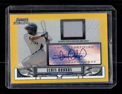 2008 Bowman Sterling #BSP-EA Elvis Andrus RC Gold Jersey Auto 01/50 • $39.95