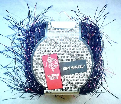 Muench NEW MARABU Yarn #4207 BLACK SILVER FUCHSIA METALLIC Carry Along EYELASH • $9.49