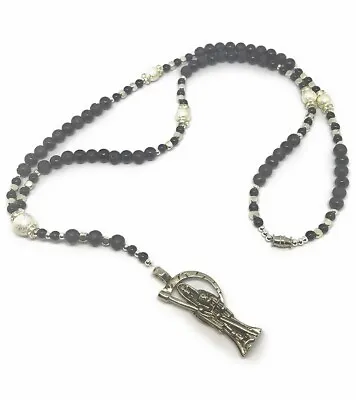 Holy Death’S Lava Stones Rosary. Rosario De La Santa Muerte Con Piedras Lava. • $36.50