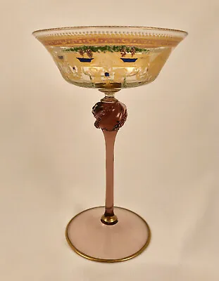 Salviati Venetian Glass Goblet Enameled Hand Blown • $395
