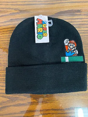 Super Mario Colorful Design Black Beanie Hat Nintendo Brand Mario Bros • $10.56