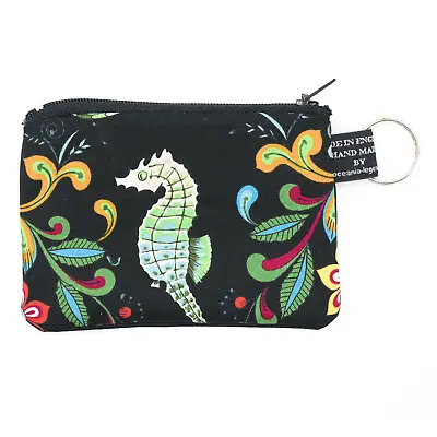 Sea Horse Mermaid Coin & Card Purse Cash Money 100% Cotton Fabric Day Of Dead • £4.99