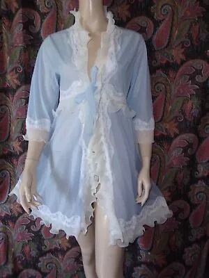 Vintage 1960's La Marquise Sheer Chiffon Over Nylon Tricot Lacy Empire Robe 44 • $49.99