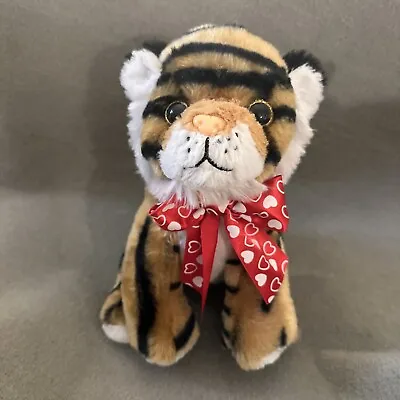 Tiger Plush Valentine’s Day Wearing Bow With Hearts 10” Stuffed Animal Plush • $6