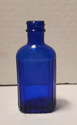 Hazel Atlas Cobalt Blue Ribbed Poison Glass Medicine Bottle 2 Oz Vintage • $11