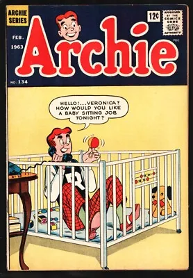 Archie Comics #134 1963- Betty & Veronica-Baby Sitting Gag Cover- FN+ • £61.25