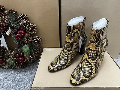 Mango Boots Size 5 Faux Snakeskin Zip Up Heeled Shoes (Size 38) • £19.99