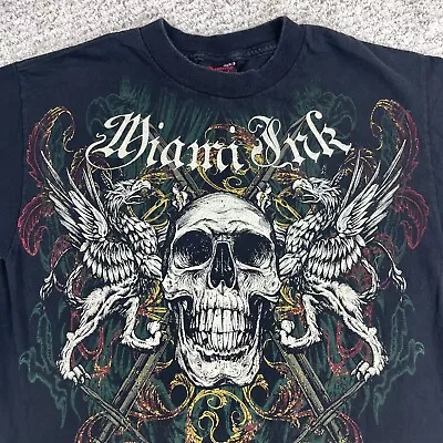 Miami Ink T-Shirt Mens Medium Tattoo Shop TV Show Skull Black Graphic Tee Logo • $38.89