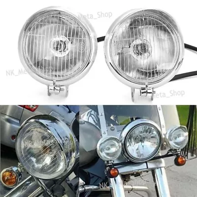 Chrome Passing Fog Lights Fit For Kawasaki Vulcan VN 800 900 1500 1600 1700 2000 • $35.32