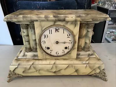 Vintage Antique Wind Up Mantle Desk Clock- Waterbury Pillar • $160.18