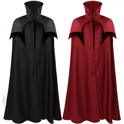 Gothic Men Jacquard Cloak Medieval Vampire Cloak Halloween Queen Lady Cloak • $31.99