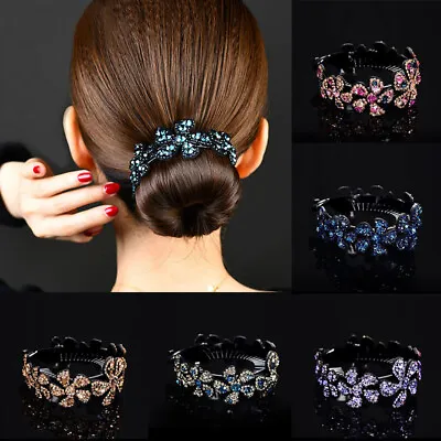 $2.89 • Buy Meatball Women Hair Claw Headwear Rhinestone Flower Hairpin Bird Nest Twist Clip