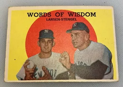 1959 Topps # 383 Words Of Wisdom Don Larsen Casey Stengel Baseball Card Yankees • $13.86