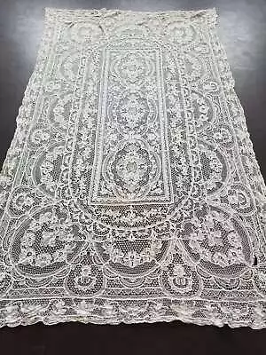 Vintage Point De Venise Needle Lace Banquet Tablecloth 230x145cm • $342.40