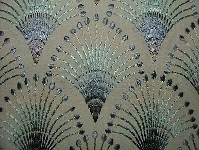 £2.99 • Buy Embroidered Art Deco Fan Cloud Fabric Curtain Upholstery Cushion Soft Furnishing