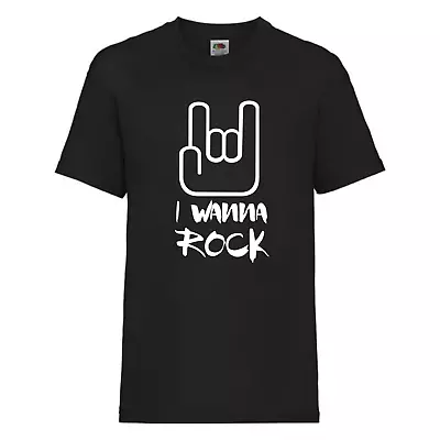 Kids/Babies Cool Rock Music T-Shirt - I Wanna Rock - Rocker Birthday Gift • £11.99