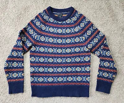 J. Crew Fair Isle Sweater Womens XS 100% Lambswool Long Sleeve Knit Wool Nordic • $49.98