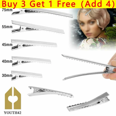 £12.99 • Buy 50 100x Small Medium Lot Silver Crocodile Alligator DIY Bow Blank Hair Clips UK