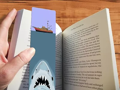 Jaws Bookmark Gift Handmade Minimalist Style Geeky Original Cult Movie Art • £4