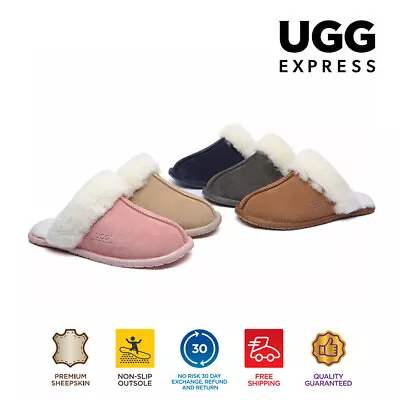 AUSTRALIAN SHEPHERD® UGG Slippers Sheepskin Wool Suede Upper Nonslip Rosa • $59