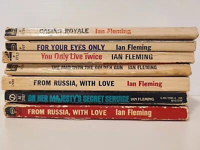 Lot Of 7 James Bond Vintage Books Paperback Ian Fleming • $25