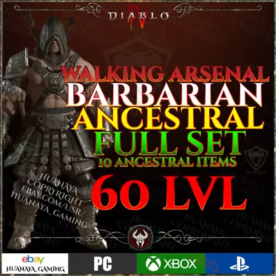 Diablo 4 🪓 Walking Arsenal Barb 🪓 Full Ancestral Set 🪓 Rare Item 🪓 Season 3 • $49.99