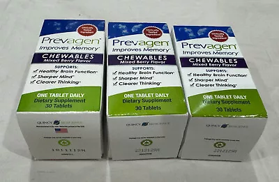 New Lot Of 3 Boxes Prevagen Chewables 3x30 Memory Brain Thinking Mind Berry Flav • $35