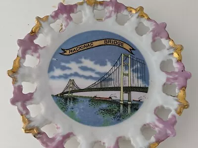 Vintage Souvenir Plate Mackinac Bridge Michigan • $14.99