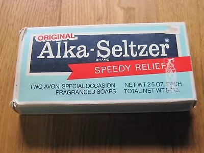 Vtg Avon Alka Seltzer Speedy Relief 2 Round Fragranced Soaps Bars Original Box  • $8.37