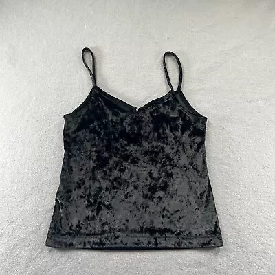 Lucky Brand Tank Top Womens Size XS Black Crushed Velvet Cami Blouse V-Neck • $21.88