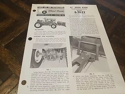 WHEEL HORSE ORIGINAL PARTS MANUAL Dozer Blade 6-9622 Completing Package  • $10