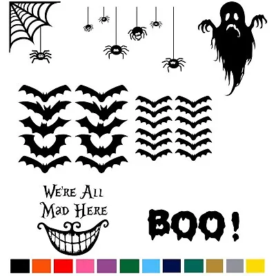 Halloween Bat Vinyl Stickers Window Decorations Spooky Spider Boo Ghost Wall Art • £2.20