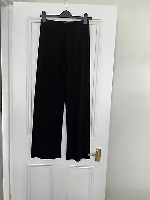 Black Wide Leg Elasticated Waist Trousers Size 12 • £25