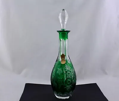Nachtmann Crystal Cut To Clear Traube Green Decanter With Stopper • $185