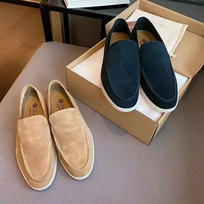 Classic Suede Slip-On Flat Casual Shoes Lazy Loafers Piana Men's Shoes New • £56.39
