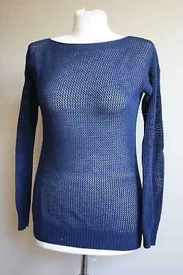 Madewell Wallace S Navy Blue Loose Knit Boat Neck Cotton Sweater • $19.50