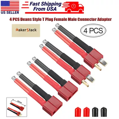 4PCS Deans Style T Plug Female Male Connector Adapter 12AWG Wire For RC Battery • $9.49