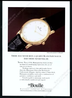 1996 Blancpain Ultra Slim Automatic Man's Watch Photo Vintage Print Ad • $9.99