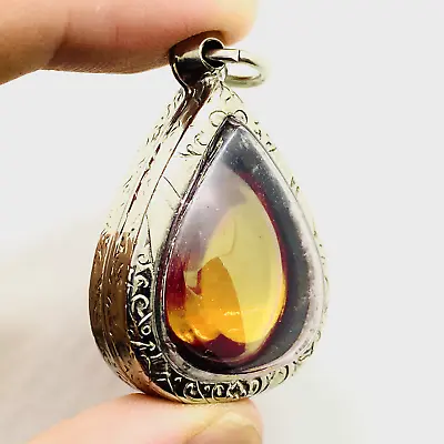 Yellow Pear Naga-eye Thai Holy Real Amulet Gemstone 100%authentic Size-m • $62.10