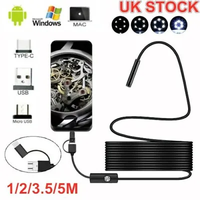 £5.99 • Buy Waterproof USB Endoscope Borescope Snake Inspection Camera Android Mobile 5.5mm