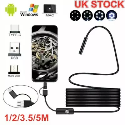 £5.99 • Buy Waterproof USB Endoscope Borescope Snake Inspection Camera Android Mobile 5.5mm