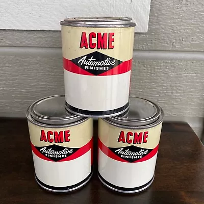 Lot Of 3 Vintage ACME Automotive Car Finishes Paint Cans NOS Unused Pint Sz Lids • $64.99