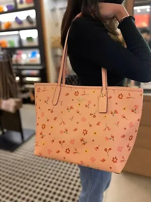 NWT - COACH City Tote With Mystical Floral Print -C8743 -Gold/Faded Blush Multi • $175
