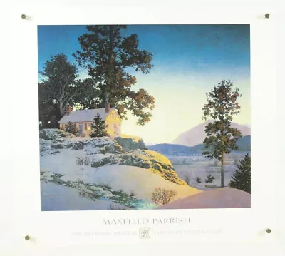 MAXFIELD PARRISH Evening Winterscape ~ Vtg High Quality Offset Lithograph 20x18  • $23.20